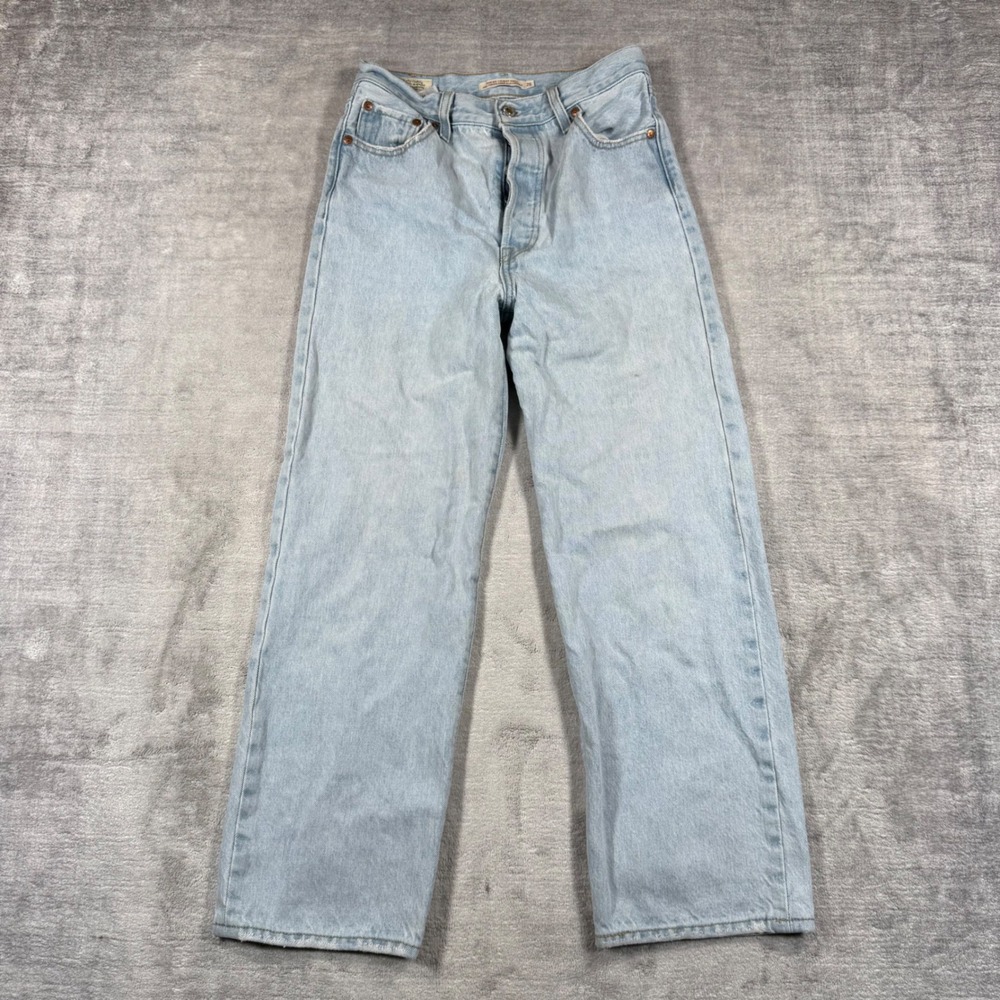 Levis Premium Jeans Womens 26 Blue Denim Ribcage Straight Ankle High Rise Loose